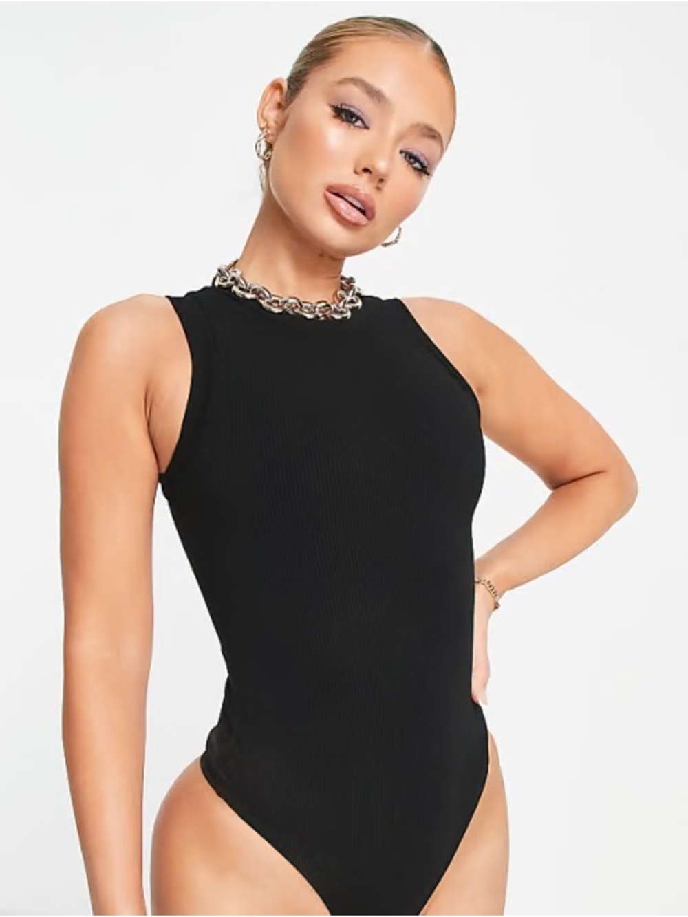 NWT Naked Wardrobe High Neck Ribbed Bodysuit - Picture 2 of 4